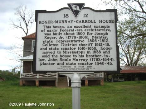 Koger- Murray - Carroll House Plaque
