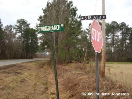 Spring Branch Road Sign