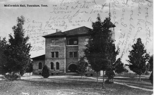 Tusculum McCormick Hall Tennessee vintage postcard