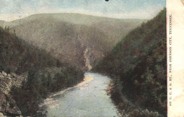 River Scene near Johnson City TN vintage postcard