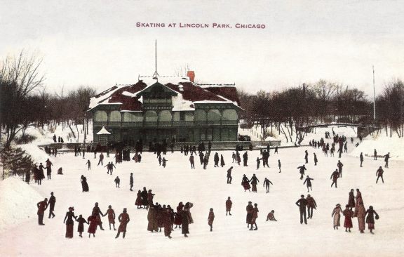 Ice Skaters at Lincoln Park Chicago c1910