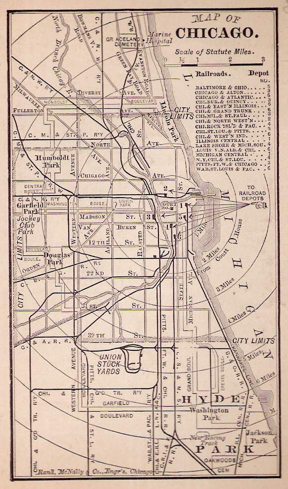 Map of Chicago c1890